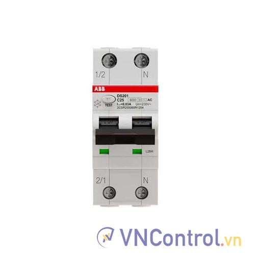 2CSR255080R1254 – CB chống giật ABB DS201 25A 30mA 6kA 1P+N