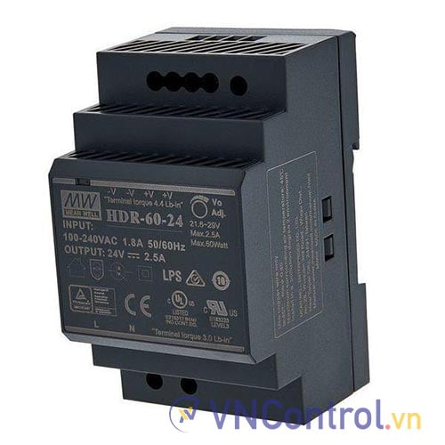 Bộ nguồn Meanwell HDR-60-24 (60W 24V 2.5A)