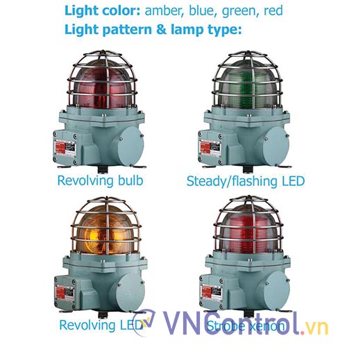 Đèn xoay cảnh báo phòng nổ QLIGHT SNELR-24-G 24VDC D130 màu xanh lá