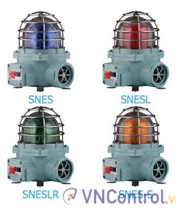 Đèn cảnh báo phòng nổ QLIGHT SNES-S-12-B 12VDC D130 còi đa âm màu xanh