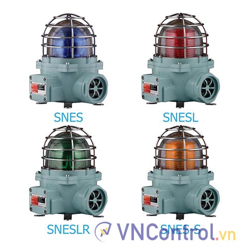 Đèn cảnh báo phòng nổ QLIGHT SNESL-220-R 220VAC D130 còi đa âm màu đỏ