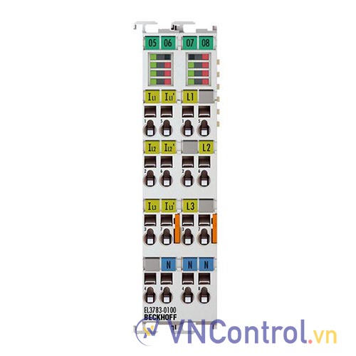 EL3783-0100 | EtherCAT Terminal, 3-channel analog input, multi-function, 130 V AC, 1/5 A, 16 bit, 20 ksps, electrically isolated, oversampling