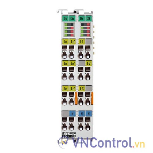 EL3783-0100 | EtherCAT Terminal, 3-channel analog input, multi-function, 130 V AC, 1/5 A, 16 bit, 20 ksps, electrically isolated, oversampling