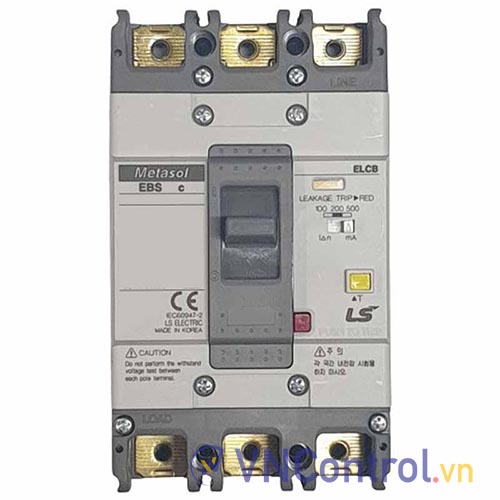 Aptomat khối chống giật 3 pha (ELCB) LS EBS33c-5-100/200/500 .