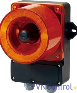 Đèn cảnh báo cho công nghiệp nặng/tàu thủy QLIGHT QWCD35T-12/24-A-LC 12-24VDC D132 còi đa âm màu hổ phách