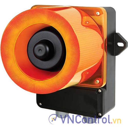 Đèn cảnh báo cho công nghiệp nặng/tàu thủy QLIGHT QWCD50TSD-12/24-A-LC 12-24VDC D167 còi đa âm màu hổ phách