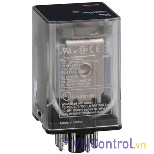 Rơ le trung gian SCHNEIDER 750XBXRCL-110D 110VDC 8 chân tròn 10A