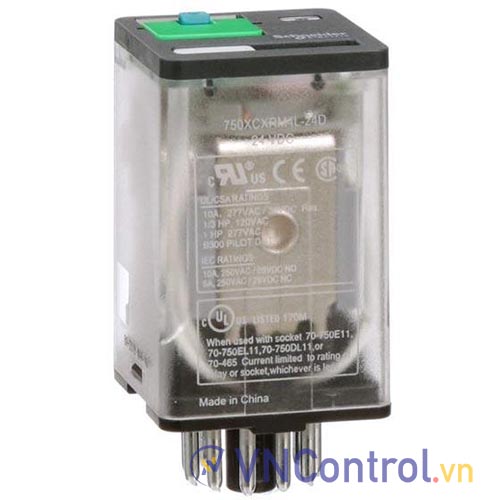Rơ le trung gian SCHNEIDER 750XCXRM4L-24D 24VDC 11 chân tròn 10A 