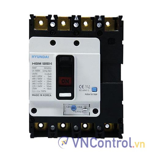 MCCB Hyundai HGM125H-F 4P 100A 38kA