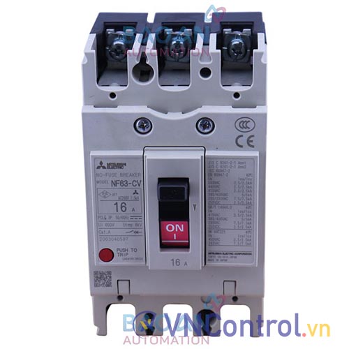Aptomat khối (MCCB) MITSUBISHI NF63-CV 3P 16A 5KA . 