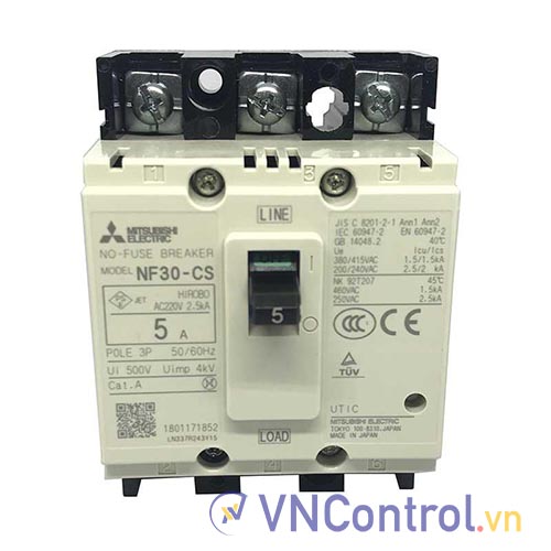 Aptomat khối (MCCB) MITSUBISHI NF30-CS 3P 5A 1.5KA .