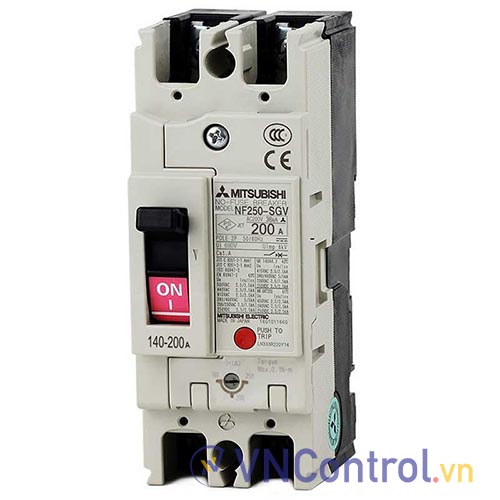 Aptomat chỉnh dòng MITSUBISHI NF250-SGV 2P 140-200A 85KA .