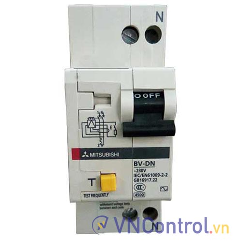Aptomat chống giật, quá tải (RCBO) MITSUBISHI BV-DN 1PN 16A 300mA 4.5kA .