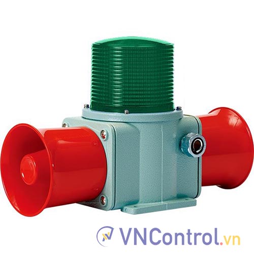 Đèn cảnh báo cho công nghiệp nặng/tàu thủy QLIGHT SHD2S-WV-12-G 12VDC D135 còi đa âm màu xanh lá