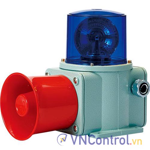 Đèn xoay cảnh báo cho công nghiệp nặng/tàu thủy QLIGHT SHDLR-WV-110-B 110VAC D135 còi đa âm màu xanh