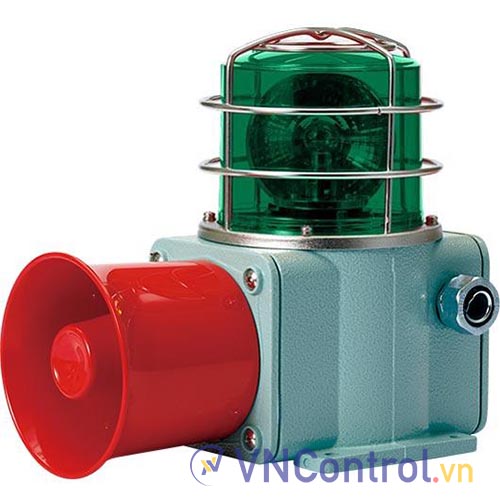 Đèn xoay cảnh báo cho công nghiệp nặng/tàu thủy QLIGHT SHDLRP-WV-24-G 24VDC D135 còi đa âm màu xanh lá