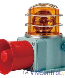 Đèn xoay cảnh báo cho công nghiệp nặng/tàu thủy QLIGHT SHDP-WV-220-A 220VAC D135 còi đa âm màu hổ phách