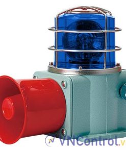 Đèn xoay cảnh báo cho công nghiệp nặng/tàu thủy QLIGHT SHDP-WV-220-B 220VAC D135 còi đa âm màu xanh