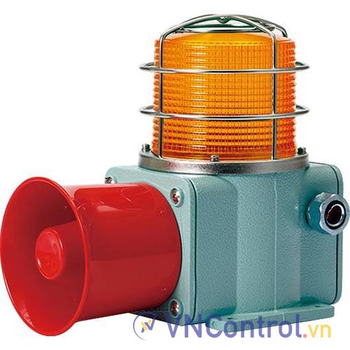 Đèn cảnh báo cho công nghiệp nặng/tàu thủy QLIGHT SHDSP-WS-220-A 220VAC D135 còi đa âm màu hổ phách