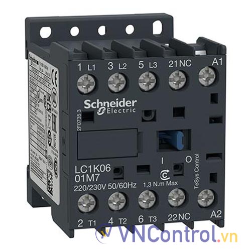 Công tắc tơ 3 pha SCHNEIDER LC1K0601M7 220VAC 6A 2.2kW 1NC
