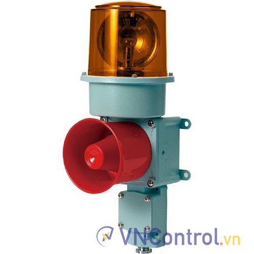 Đèn xoay cảnh báo cho công nghiệp nặng/tàu thủy QLIGHT SD-WM-12-A 12VDC D150 còi đa âm màu hổ phách
