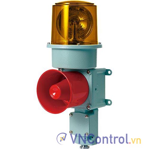 Đèn xoay cảnh báo cho công nghiệp nặng/tàu thủy QLIGHT SDLR-WM-220-A 220VAC D150 còi đa âm màu hổ phách