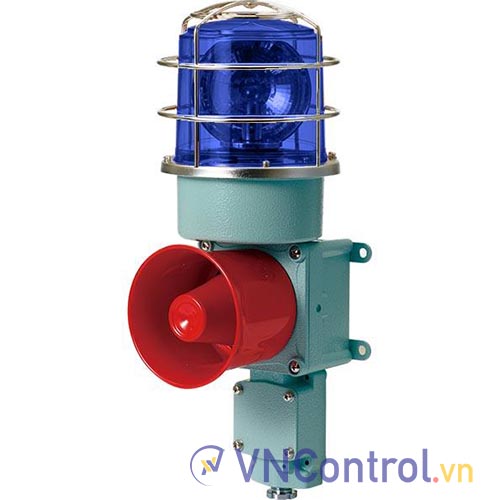 Đèn xoay cảnh báo cho công nghiệp nặng/tàu thủy QLIGHT SDP-WP-12-B 12VDC D150 còi đa âm màu xanh