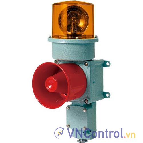 Đèn xoay cảnh báo cho công nghiệp nặng/tàu thủy QLIGHT SED-WS-220-A 220VAC D125 còi đa âm màu hổ phách