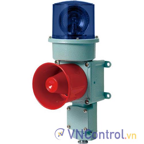 Đèn xoay cảnh báo cho công nghiệp nặng/tàu thủy QLIGHT SED-WS-110-B 110VAC D125 còi đa âm màu xanh