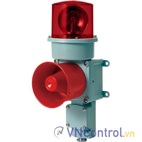 Đèn xoay cảnh báo cho công nghiệp nặng/tàu thủy QLIGHT SED-WV-110-R 110VAC D125 còi đa âm màu đỏ