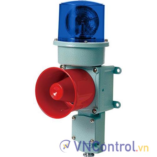 Đèn xoay cảnh báo cho công nghiệp nặng/tàu thủy QLIGHT SEDLR-WV-12-B 12VDC D125 còi đa âm màu xanh