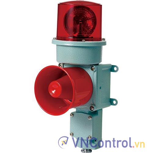 Đèn xoay cảnh báo cho công nghiệp nặng/tàu thủy QLIGHT SEDLR-WS-24-R 24VDC D125 còi đa âm màu đỏ