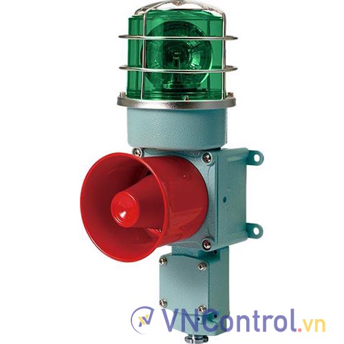 Đèn xoay cảnh báo cho công nghiệp nặng/tàu thủy QLIGHT SEDLRP-WS-24-G 24VDC D125 còi đa âm màu xanh lá
