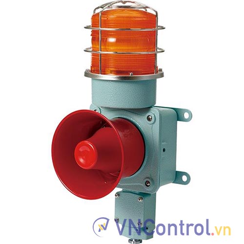 Đèn cảnh báo cho công nghiệp nặng/tàu thủy QLIGHT SMDLP-WA-24-A 24VDC D150 còi đa âm màu hổ phách