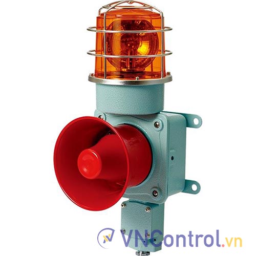 Đèn xoay cảnh báo cho công nghiệp nặng/tàu thủy QLIGHT SMDP-WV-12-A 12VDC D150 còi đa âm màu hổ phách
