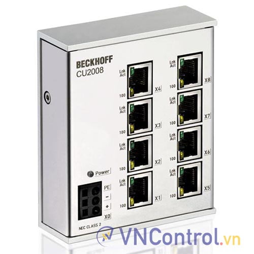 CU2008 | Infrastructure, 8-port switch, Ethernet, 100 Mbit/s, 24 V DC, RJ45