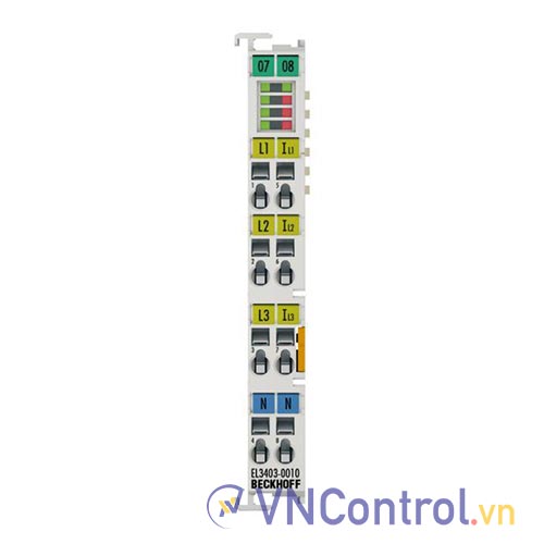 EL3403-0010 | EtherCAT Terminal, 3-channel analog input, power measurement, 500 V AC, 5 A, 16 bit