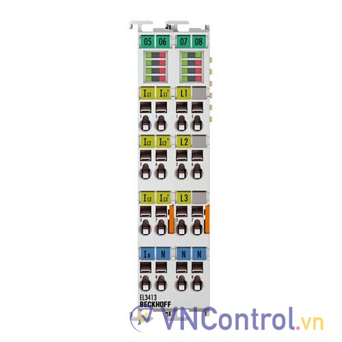 EL3413 | EtherCAT Terminal, 3-channel analog input, power measurement, 690 V AC, 1/5 A, 16 bit, electrically isolated