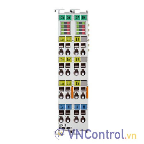 EL3413 | EtherCAT Terminal, 3-channel analog input, power measurement, 690 V AC, 1/5 A, 16 bit, electrically isolated