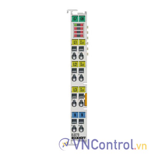 EL3773 | EtherCAT Terminal, 3-channel analog input, multi-function, 500 V AC/DC, 1 A, 16 bit, 10 ksps, oversampling
