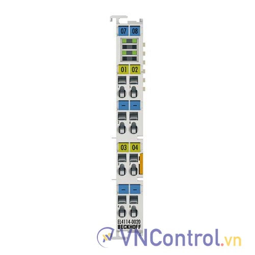 EL4114-0020 | EtherCAT Terminal, 4-channel analog output, current, 0…20 mA, 16 bit, factory calibrated
