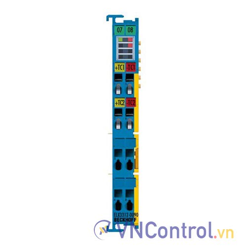 ELX3312-0090 | EtherCAT Terminal, 2-channel analog input, temperature, thermocouple, 16 bit, Ex i, TwinSAFE SC
