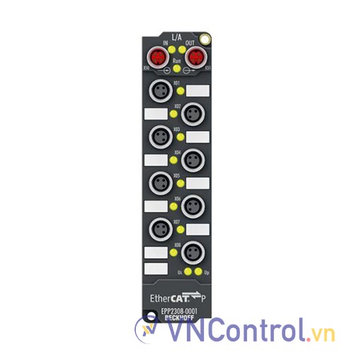 EPP2308-0001 | EtherCAT P Box, 4-channel digital input + 4-channel digital output, 24 V DC, 3 ms, 0.5 A, M8