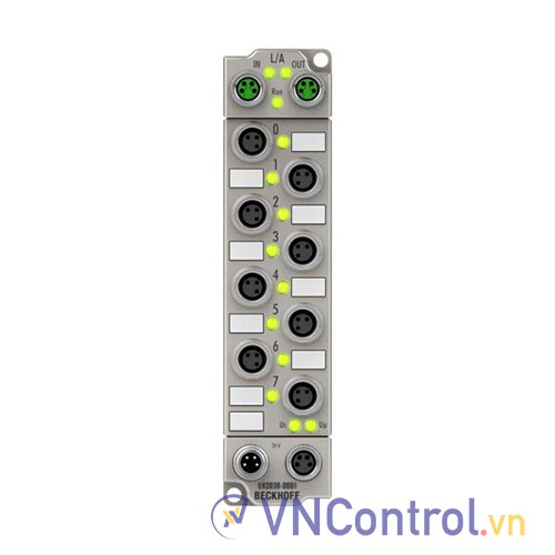 ER2038-0001 | EtherCAT Box, 8-channel digital output, 24 V DC, 2 A, M8, with diagnostics, zinc die-cast