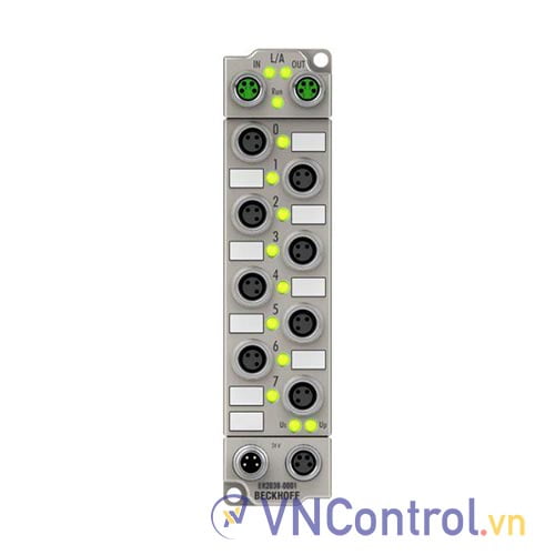 ER2038-0001 | EtherCAT Box, 8-channel digital output, 24 V DC, 2 A, M8, with diagnostics, zinc die-cast